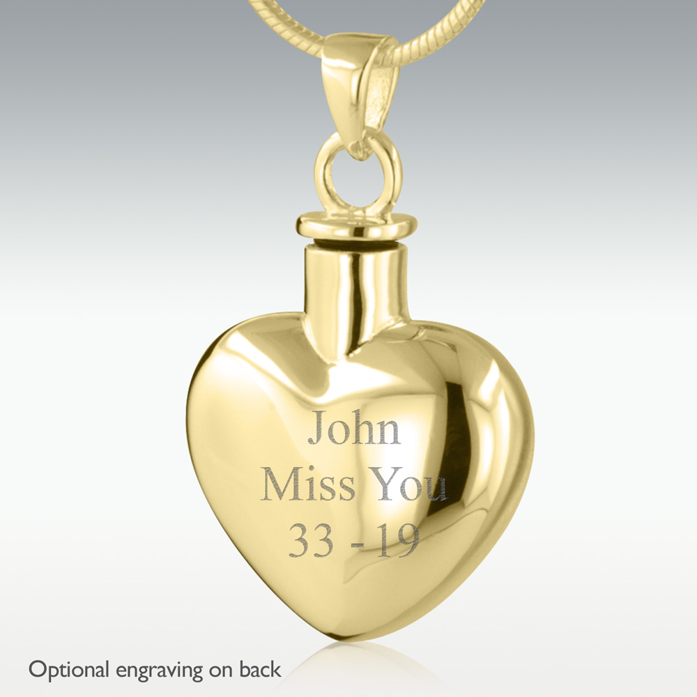 MUUYON 14K Gold Name Urn Necklace for Ashes, 10K/14K/18K Gold Pet Heart Urn  Necklace
