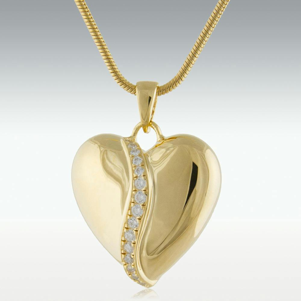 United Heart 14k Gold Vermeil Cremation Jewelry - Perfect Memorials