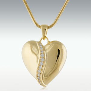 United Heart Solid 14k Gold with Diamonds Cremation Jewelry