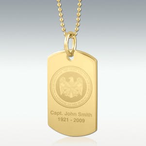 Army and Air Force Dog Tag Engraved Pendant - Gold
