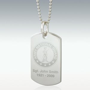 Army National Guard Dog Tag Engraved Pendant - Silver