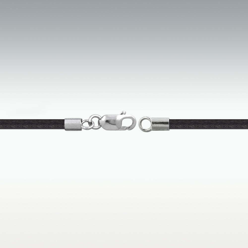 Black Leather Cording- Stainless Steel Clasp - 20