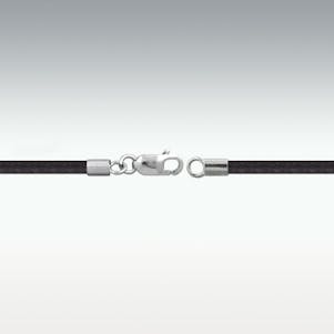 Black Leather Cording- Stainless Steel Clasp - 20"