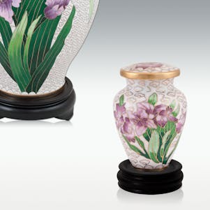Purple Iris Cloisonne Keepsake Cremation Urn