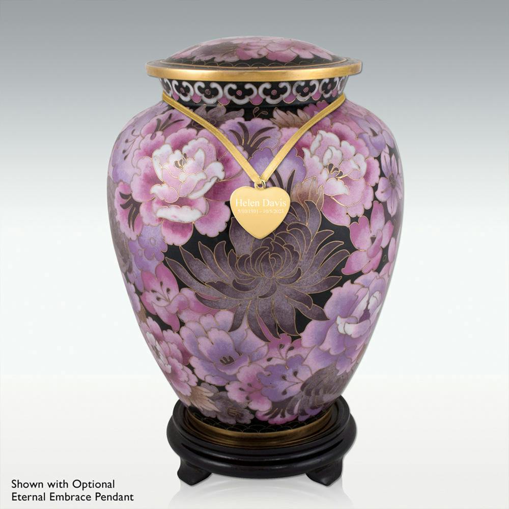 Perfect Memorials Pink Floral Garden Cloisonne Keepsake Cremation Urn