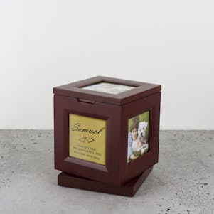 Small Photo Cube Rotating Cremation Urn - Up to 5 photos