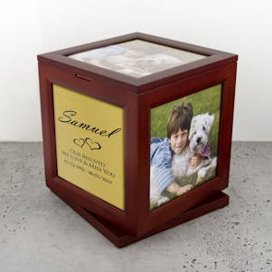 Large Photo Cube Rotating Cremation Urn - Up to 5 photos