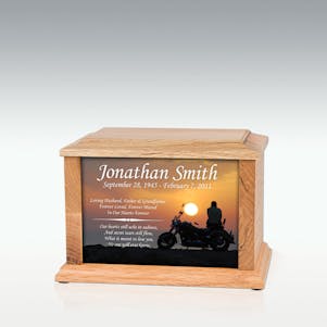 Small Oak Motorcycle Infinite Impression Cremation Urn
