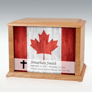 Large Oak Canadian Flag Infinite Impression Cremation Urn
