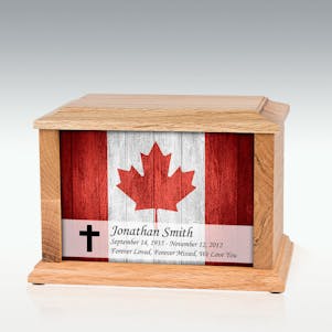 Medium Oak Canadian Flag Infinite Impression Cremation Ur