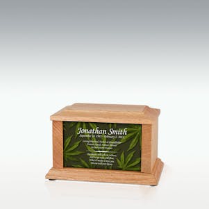 XS Oak Marijuana Infinite Impression Cremation Urn - Engravable