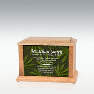 Small Oak Marijuana Infinite Impression Cremation Urn
