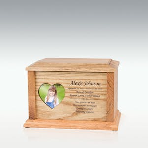Oak Adoration Photo Child Cremation Urn - Engravable