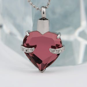 Hold My Heart Amethyst Stainless Steel Cremation Jewelry