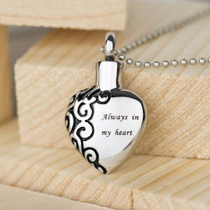Always In My Heart Stainless Steel Cremation Jewelry-Engravable