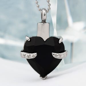 Hold My Heart Black Onyx Stainless Steel Cremation Jewelry