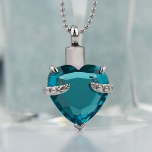 Hold My Heart Aquamarine Stainless Steel Cremation Jewelry