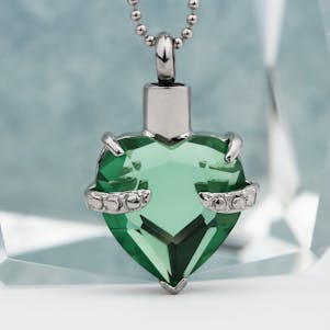 Hold My Heart Peridot Stainless Steel Cremation Jewelry