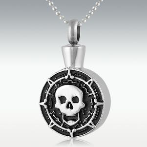 Skull Medaglione Stainless Steel Cremation Jewelry - Engravable