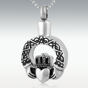 Celtic Claddagh Stainless Steel Cremation Jewelry - Engravable