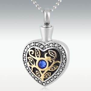 Marigold Heart Stainless Steel Cremation Jewelry - Engravable