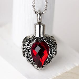 Ruby Angels Near Heart Stainless Steel Cremation Jewelry
