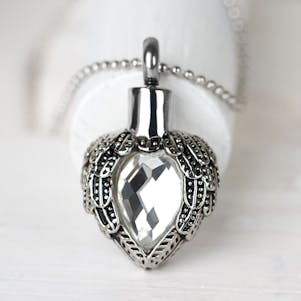 Diamond Angels Near Heart Stainless Steel Cremation Jewelry