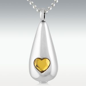 Loving Tear Citrine Stainless Steel Cremation Jewelry