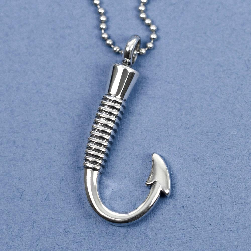 Gone Fishing Urn Necklace for Ashes Fish Hook Cremation Urn Pendant Fishing  in Heaven Keepsake Jewelry (Gone Fishing + Fishing in Heaven)