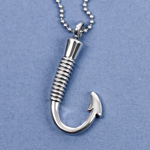 Fish Hook Stainless Steel Cremation Jewelry - Engravable