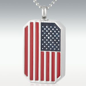USA Flag Stainless Steel Cremation Jewelry - Engravable