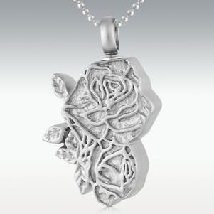 Two Roses Stainless Steel Cremation Jewelry - Engravable