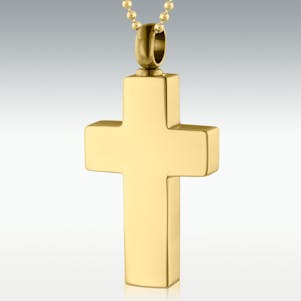 Basic Cross Gold Stainless Steel Cremation Jewelry - Engravable