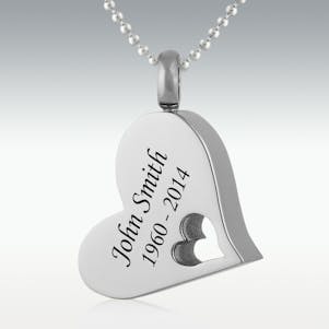 A Piece Of My Heart Silver Stainless Steel Cremation Jewelry