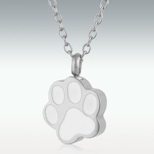 Silver Paw Charm Stainless Steel Cremation Jewelry - Engravable