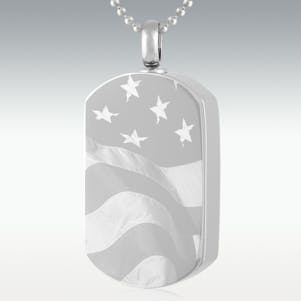 Flag Dog Tag Stainless Steel Cremation Jewelry