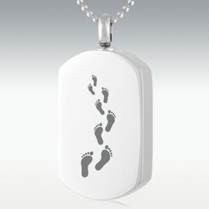 Footprints In The Sand Dog Tag Stainless Steel Cremation Jewelry