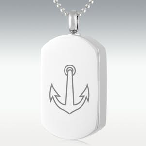 Anchor Dog Tag Stainless Steel Cremation Jewelry