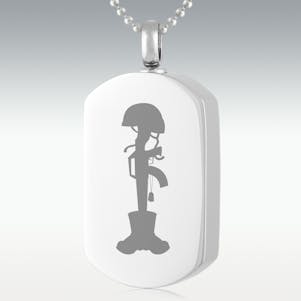 Battle Cross Dog Tag Stainless Steel Cremation Jewelry