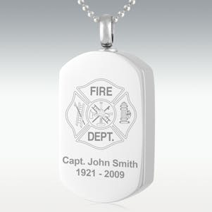 Fire Department Badge Dog Tag Stainless Steel Cremation Jewelry