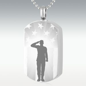 Star Spangled Salute Dog Tag Stainless Steel Cremation Jewelry