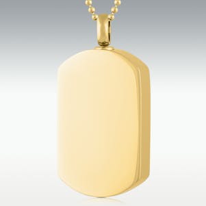 Dog Tag Gold Stainless Steel Cremation Jewelry - Engravable