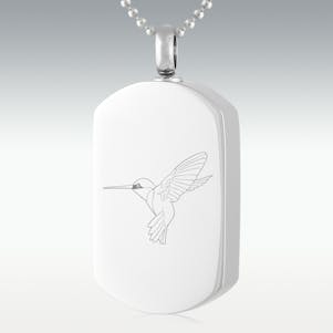 Hummingbird Dog Tag Stainless Steel Cremation Jewelry