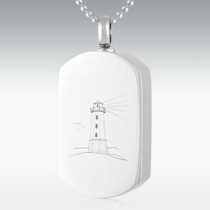 Lighthouse Dog Tag Stainless Steel Cremation Jewelry
