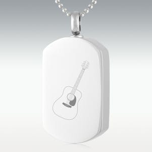 Acoustic Guitar Dog Tag Stainless Steel Cremation Jewelry