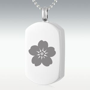 Forget Me Not Dog Tag Stainless Steel Cremation Jewelry