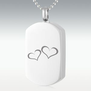 Hearts Dog Tag Stainless Steel Cremation Jewelry