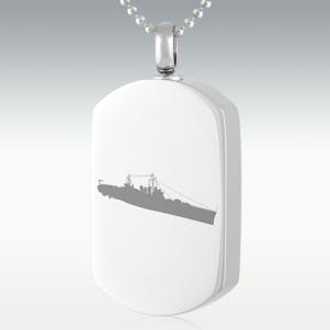 Battleship Dog Tag Stainless Steel Cremation Jewelry