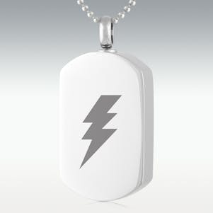 Lightning Bolt Dog Tag Stainless Steel Cremation Jewelry