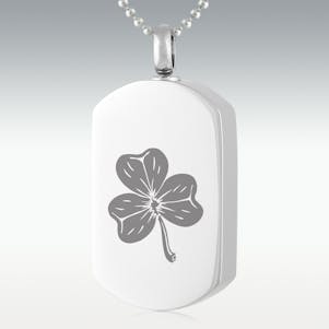 Shamrock Dog Tag Stainless Steel Cremation Jewelry